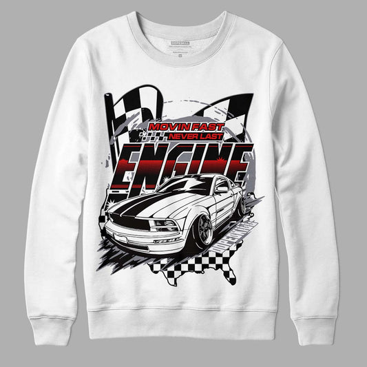 Fire Red 9s DopeSkill Sweatshirt ENGINE Tshirt Graphic - White 