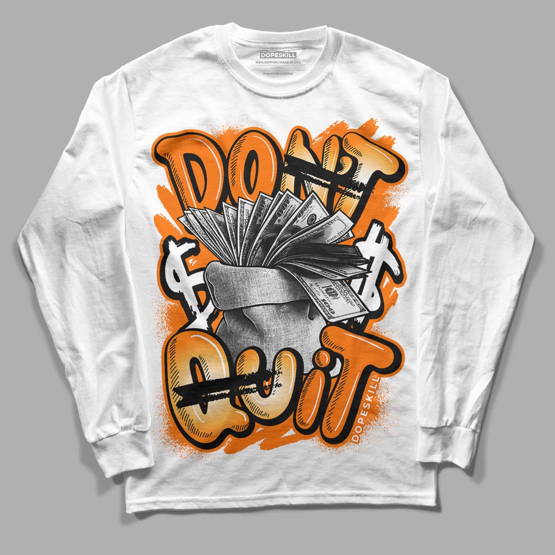 Wmns Dunk Low 'Magma Orange DopeSkill Long Sleeve T-Shirt Don't Quit Graphic Streetwear - White