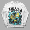 Aqua 5s DopeSkill Long Sleeve T-Shirt Chillin Graphic - White