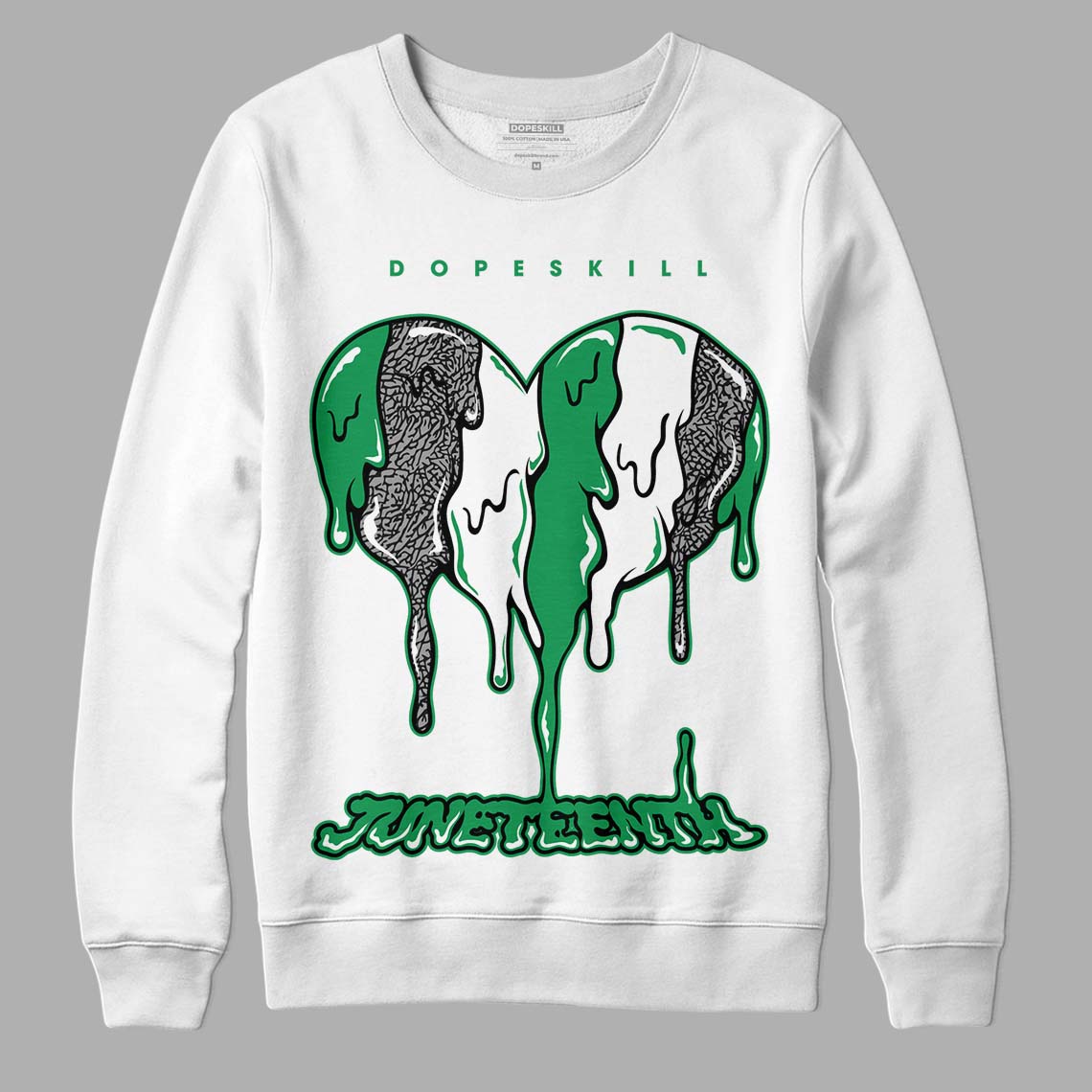 Jordan 3 WMNS “Lucky Green” DopeSkill Sweatshirt Juneteenth Heart Graphic Streetwear - WHite