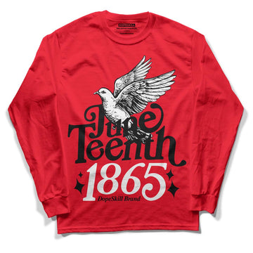 Jordan 4 Red Thunder DopeSkill Red Long Sleeve T-Shirt Juneteenth 1865 Graphic Streetwear