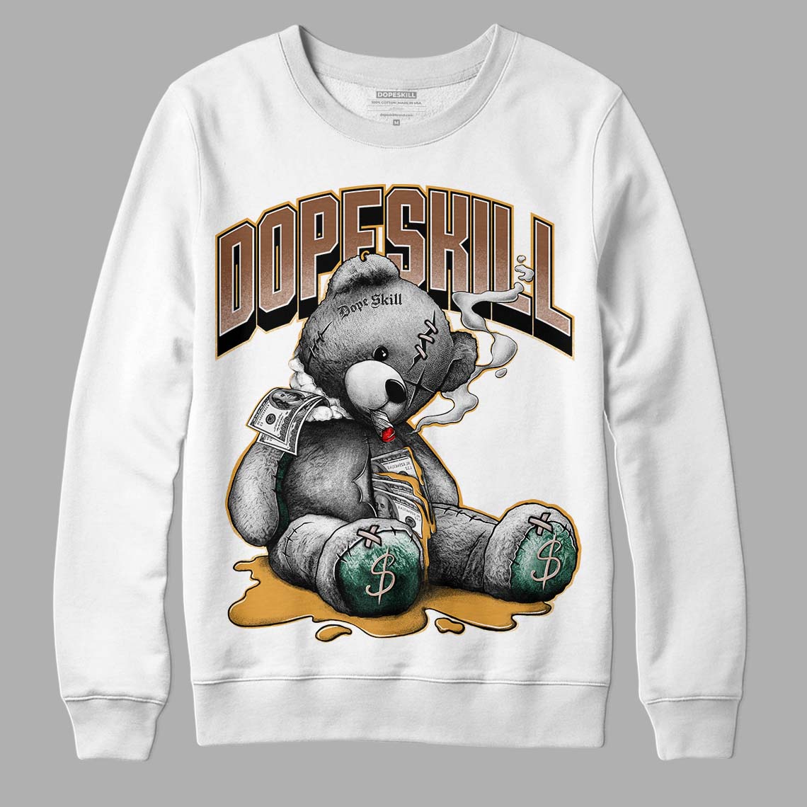 Safari Dunk Low DopeSkill Sweatshirt Sick Bear Graphic - White 