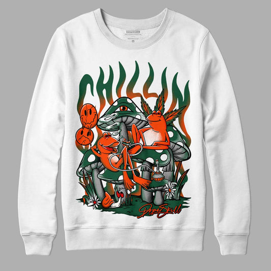 Dunk Low Team Dark Green Orange DopeSkill Sweatshirt Chillin Graphic - White