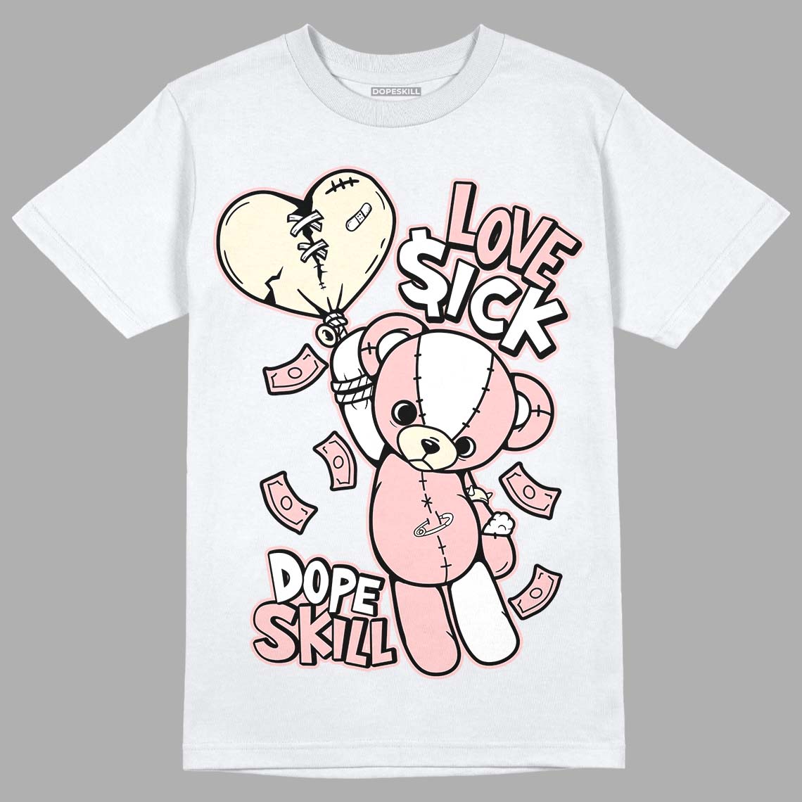 Jordan 1 High OG WMNS Washed Pink DopeSkill T-Shirt Love Sick Graphic Streetwear - White