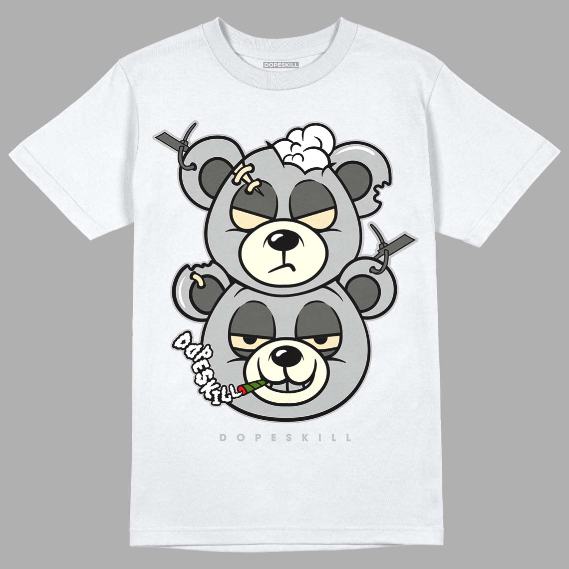 Jordan 4 Retro SE Craft Photon Dust DopeSkill T-Shirt New Double Bear Graphic Streetwear   - White 