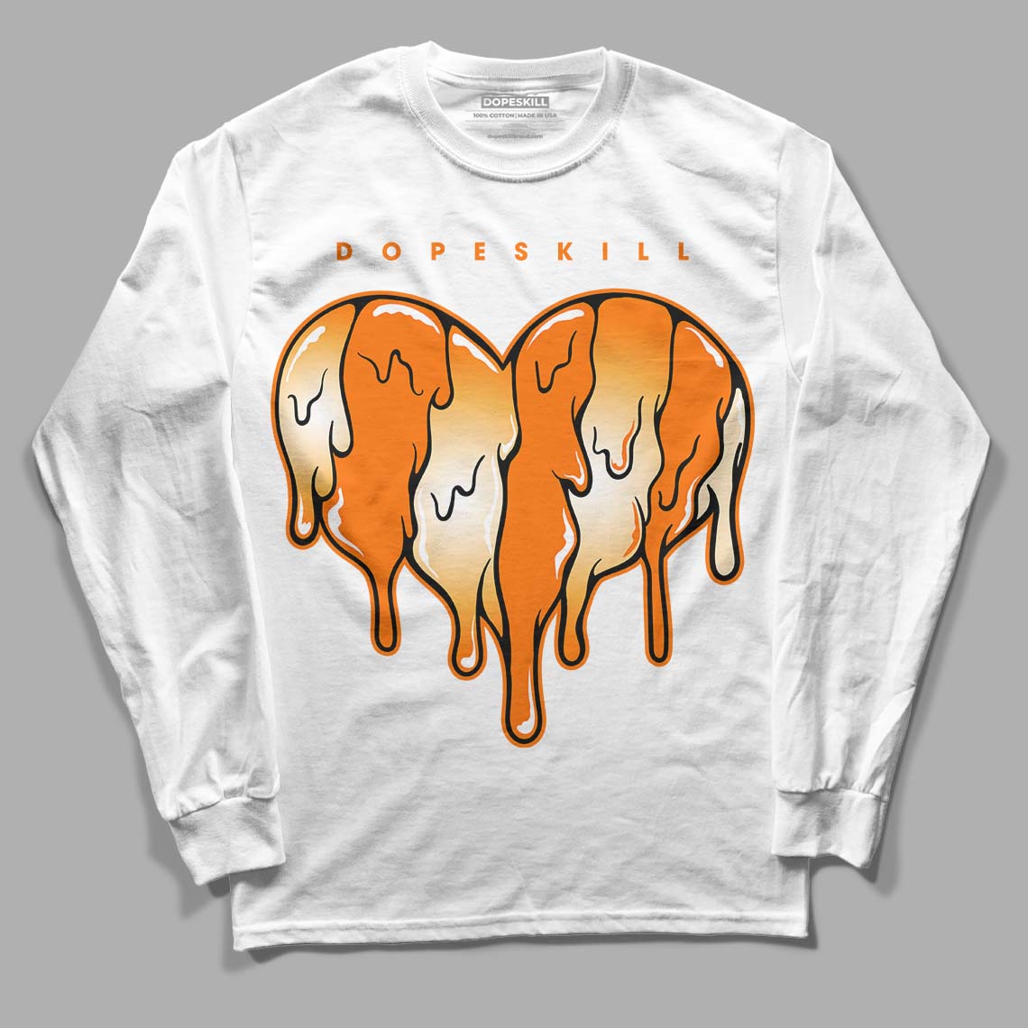 Wmns Dunk Low 'Magma Orange DopeSkill Long Sleeve T-Shirt Slime Drip Heart Graphic Streetwear - White