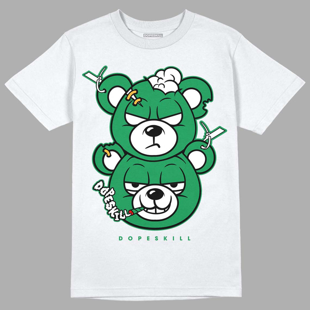Jordan 6 Rings "Lucky Green" DopeSkill T-Shirt New Double Bear Graphic Streetwear - White