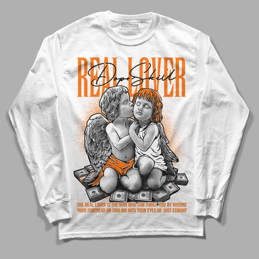 Orange Black White DopeSkill Long Sleeve T-Shirt Real Lover Graphic - White 