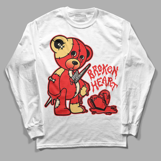 Dunk On Mars 5s DopeSkill Long Sleeve T-Shirt Broken Heart Graphic - White