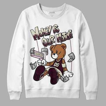 Dunk Low Night Maroon and Medium Soft Pink DopeSkill Sweatshirt Money Is Our Motive Bear Graphic Streetwear - White 