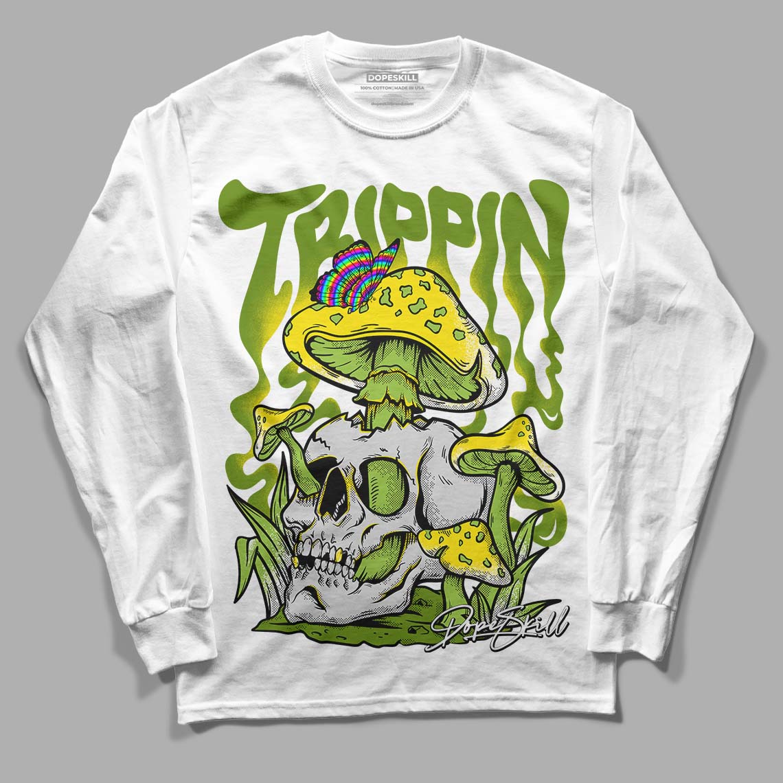 Dunk Low 'Chlorophyll' DopeSkill Long Sleeve T-Shirt Trippin Graphic - White 