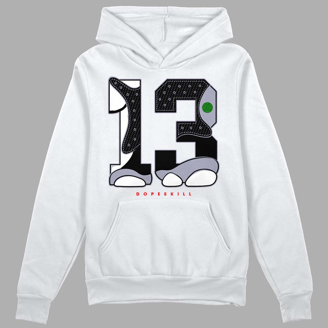 Jordan 13 Retro 'Black Flint' DopeSkill Hoodie Sweatshirt No.13 Graphic Streetwear - White