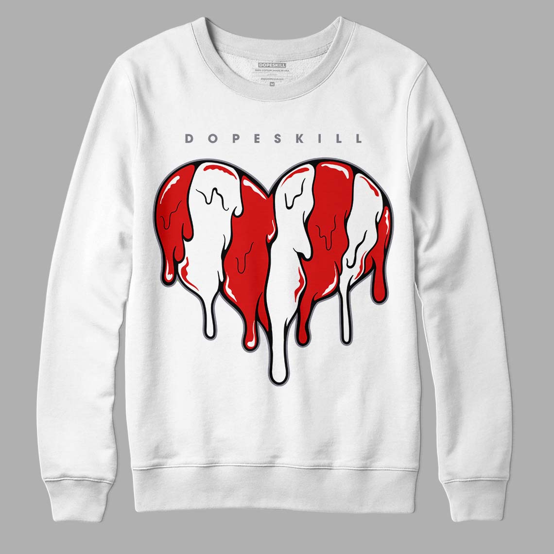 Gym Red 9s DopeSkill Sweatshirt Slime Drip Heart Graphic - White 