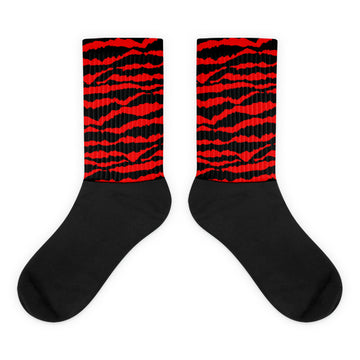 Abstract Tiger Sublimated Socks Match AJ 9 Chile Red