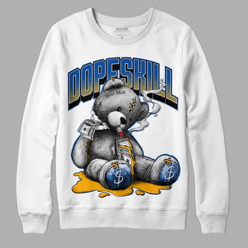 Dunk Blue Jay and University Gold DopeSkill Sweatshirt Sick Bear Graphic Streetwear - White