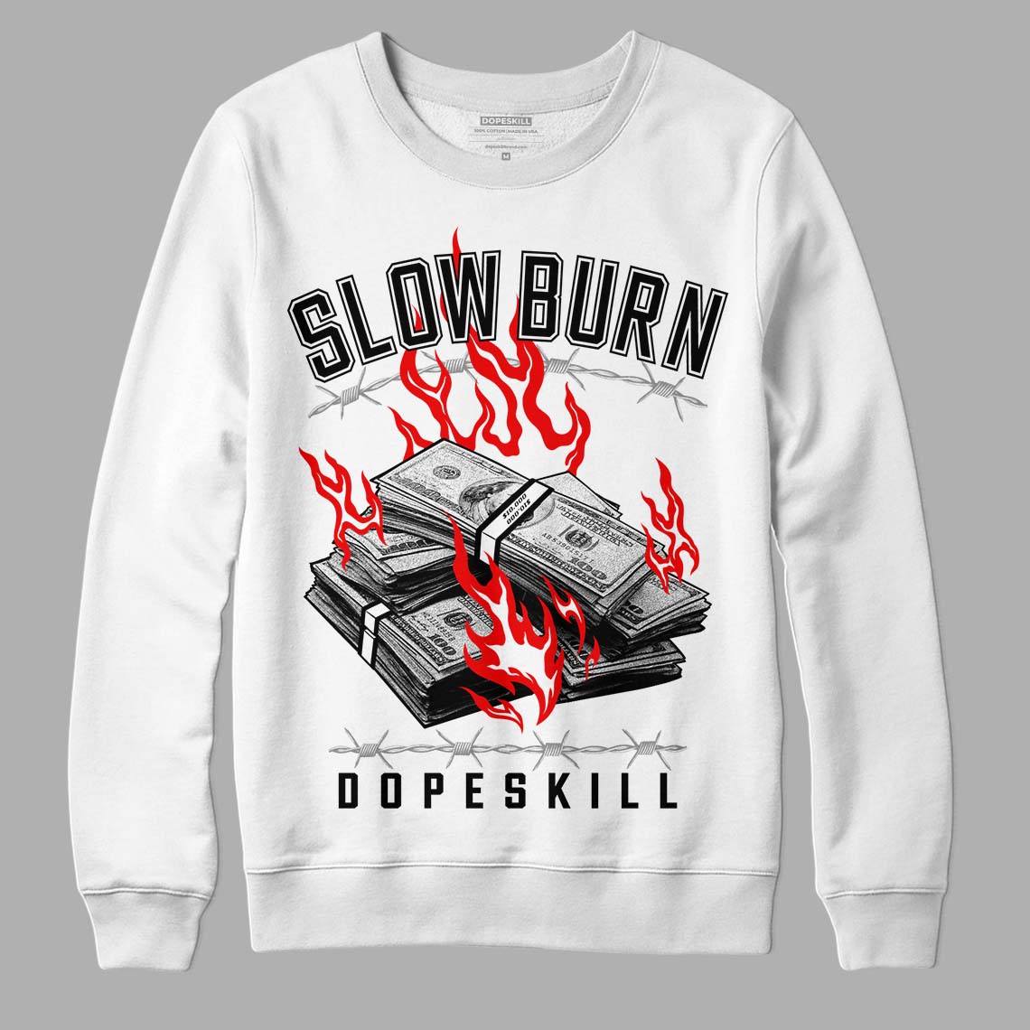 Jordan 1 High 85 Black White DopeSkill Sweatshirt Slow Burn Graphic Streetwear - White 