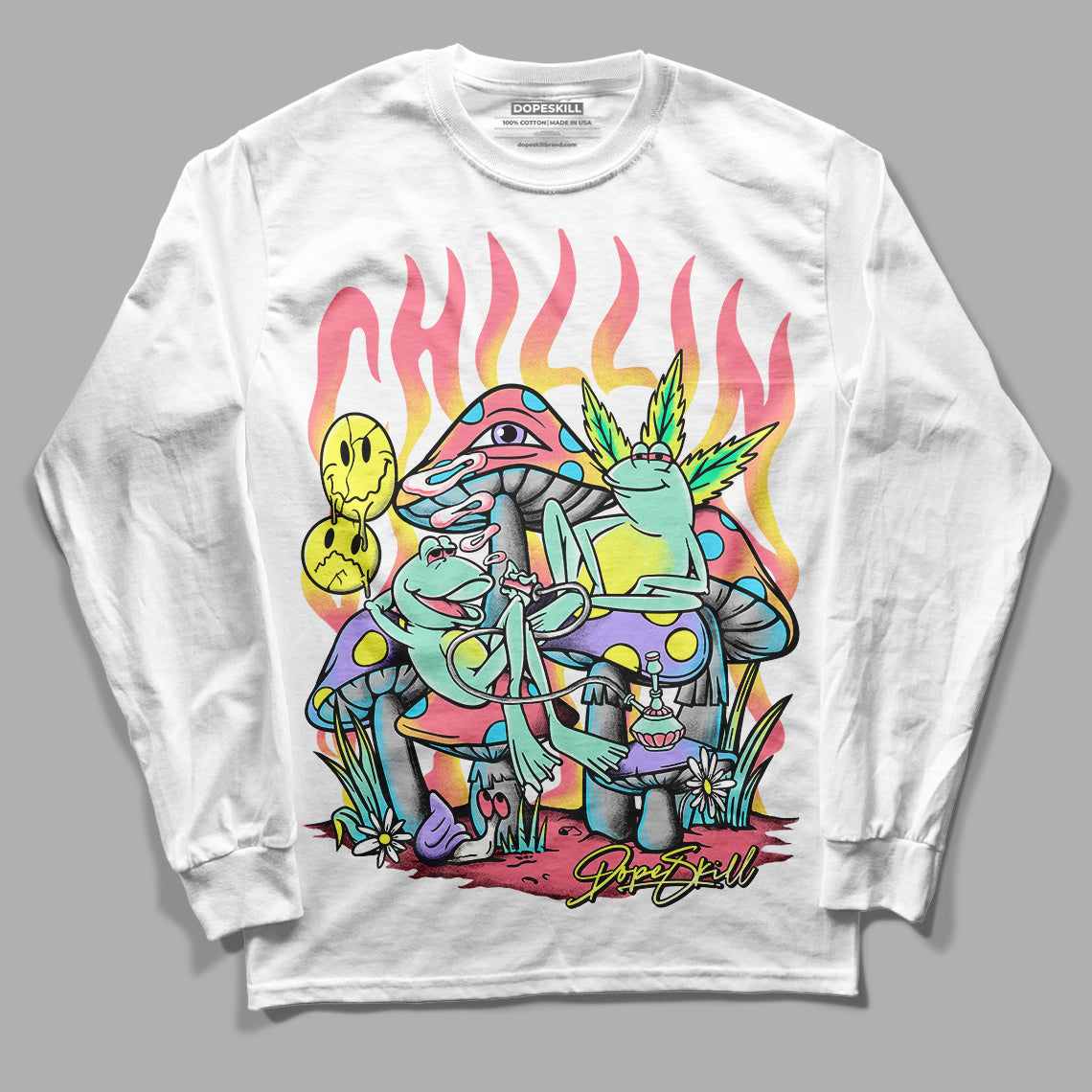 Candy Easter Dunk Low DopeSkill Long Sleeve T-Shirt Chillin Graphic - White 