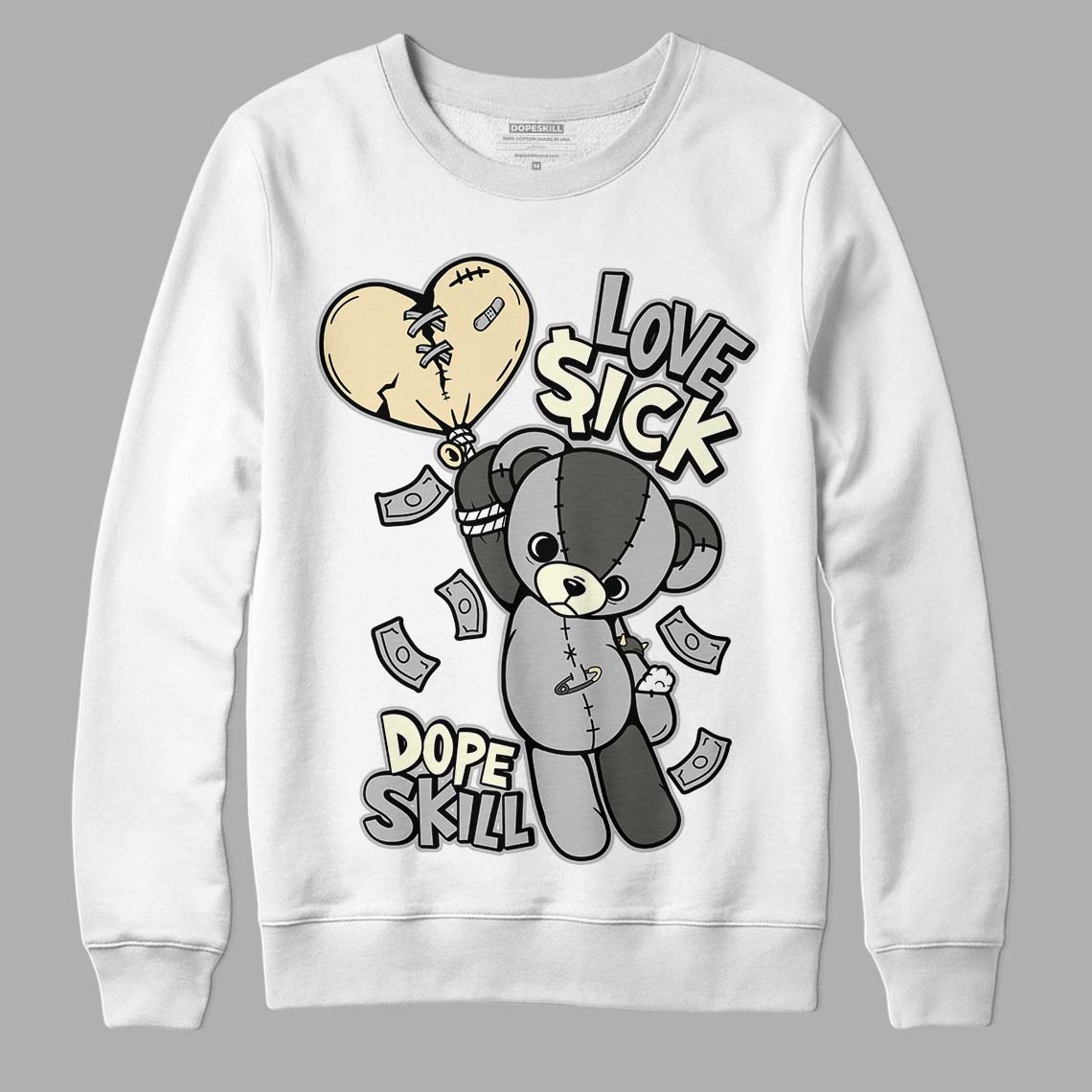 Jordan 4 Retro SE Craft Photon Dust DopeSkill Sweatshirt Love Sick Graphic Streetwear  - White 