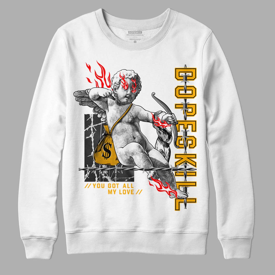 Goldenrod Dunk DopeSkill Sweatshirt You Got All My Love Graphic - White 