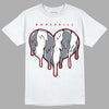 Fire Red 9s DopeSkill T-Shirt Slime Drip Heart Graphic - White 