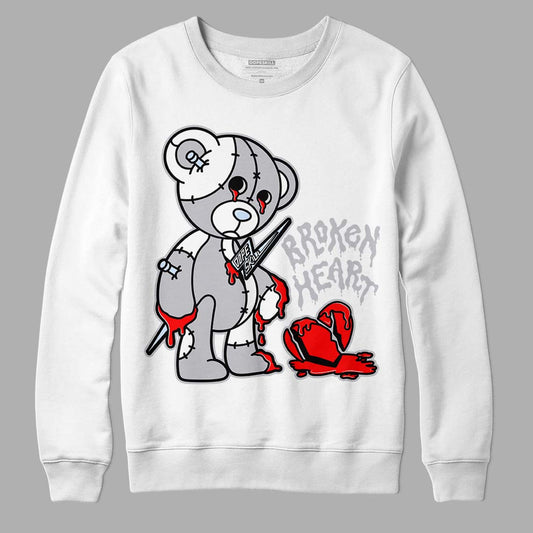 Jordan 11 Retro Low Cement Grey DopeSkill Sweatshirt Broken Heart Graphic Streetwear - White 