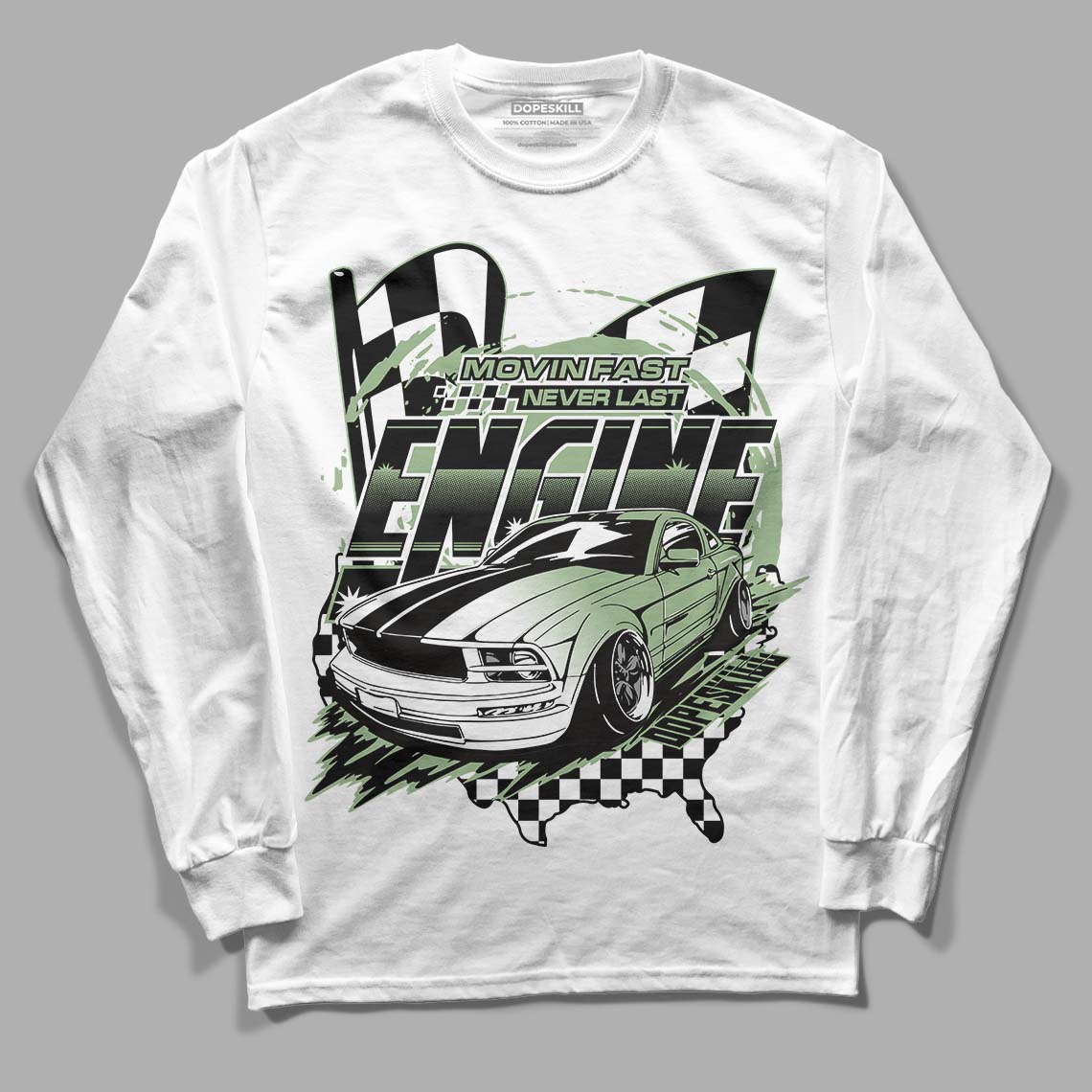  Jordan 4 Retro “Seafoam” DopeSkill Long Sleeve T-Shirt ENGINE Tshirt Graphic Streetwear - White 