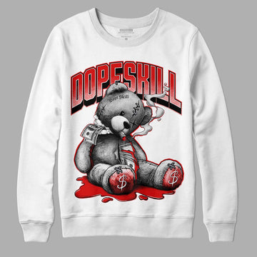 Gym Red 9s DopeSkill Sweatshirt Sick Bear Graphic - White 