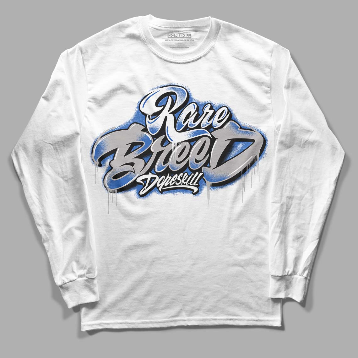 True Blue 1s DopeSkill Long Sleeve T-Shirt Rare Breed Type Graphic - White