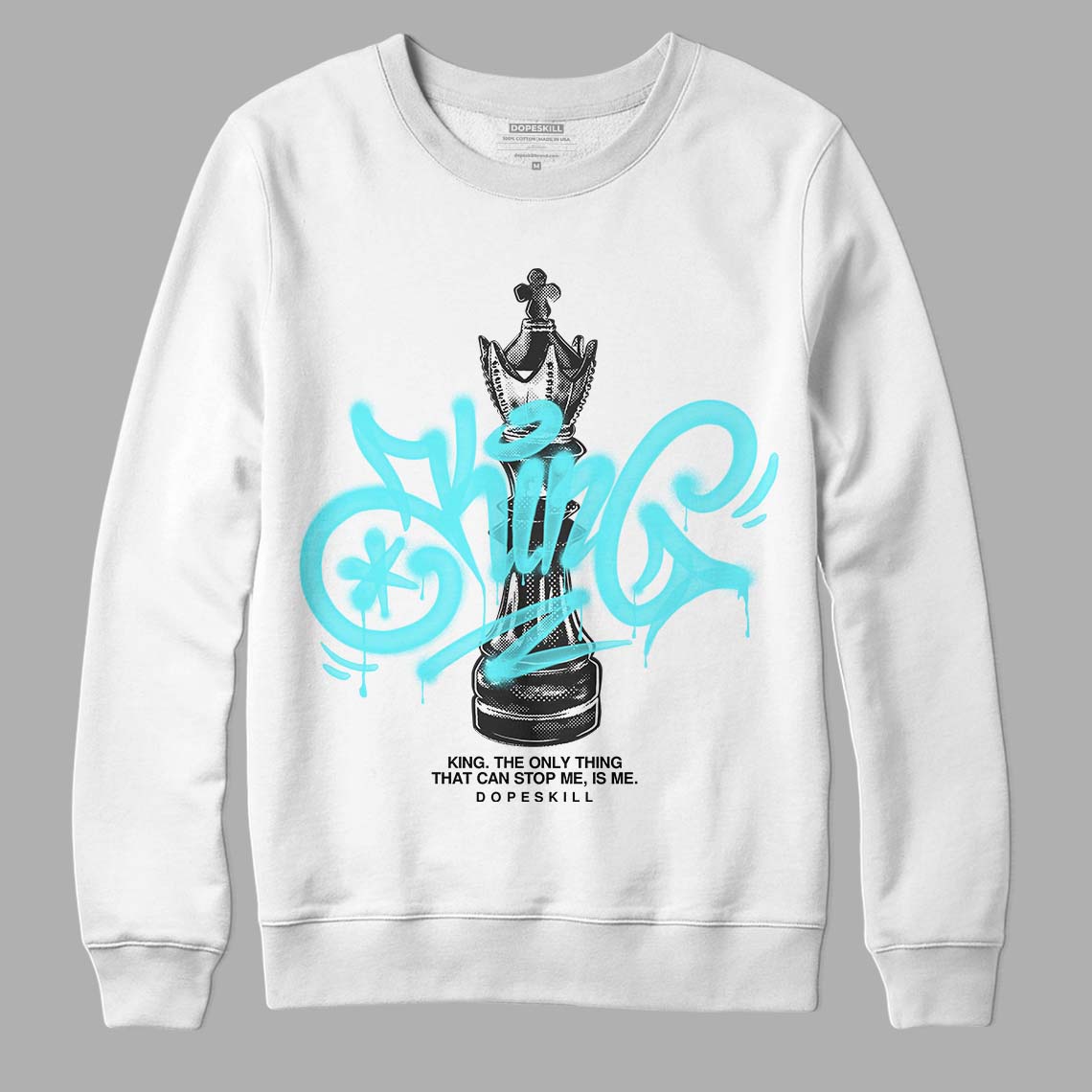 Jordan 5 Aqua DopeSkill Sweatshirt King Chess Graphic Streetwear - White