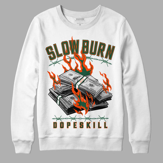 Dunk Low Team Dark Green Orange DopeSkill Sweatshirt Slow Burn Graphic - White