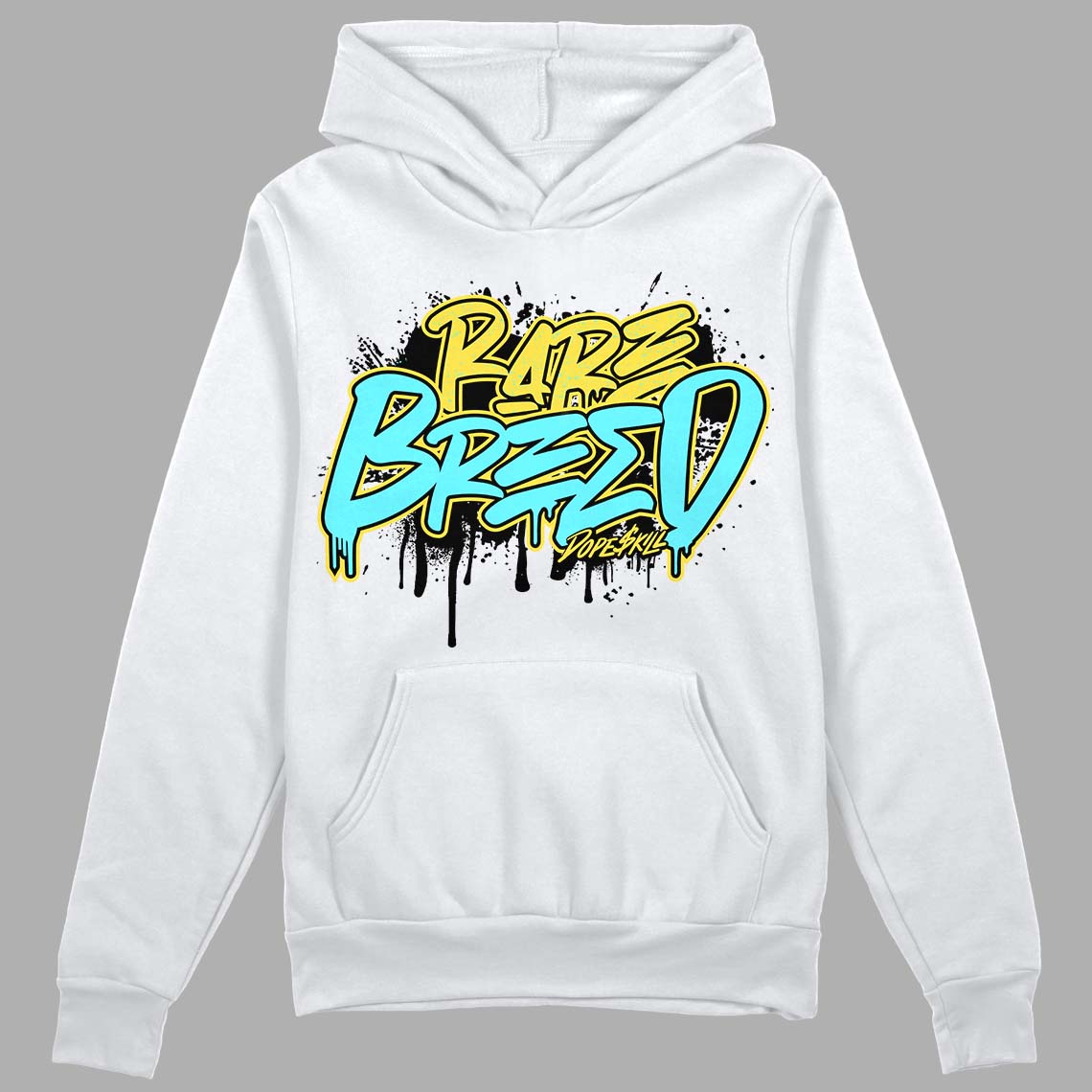 Aqua 5s DopeSkill Hoodie Sweatshirt Rare Breed Graphic - White 