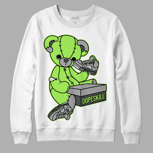 Green Bean 5s DopeSkill Sweatshirt Sneakerhead BEAR Graphic - White 