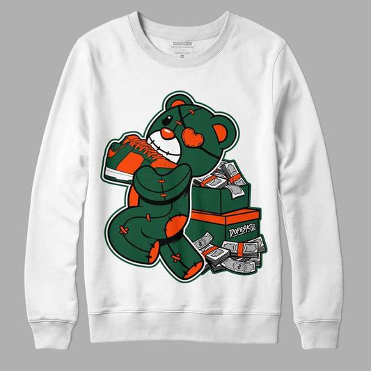 Dunk Low Team Dark Green Orange DopeSkill Sweatshirt Bear Steals Sneaker Graphic - White