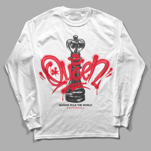 Jordan 4 Red Thunder DopeSkill Long Sleeve T-Shirt Queen Chess Graphic Streetwear - White