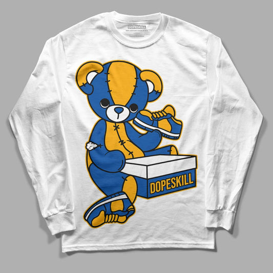 Dunk Blue Jay and University Gold DopeSkill Long Sleeve T-Shirt Sneakerhead BEAR Graphic Streetwear - White