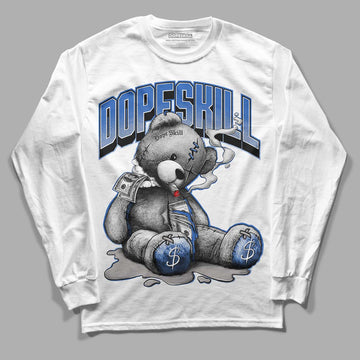 True Blue 1s DopeSkill Long Sleeve T-Shirt Sick Bear Graphic - White