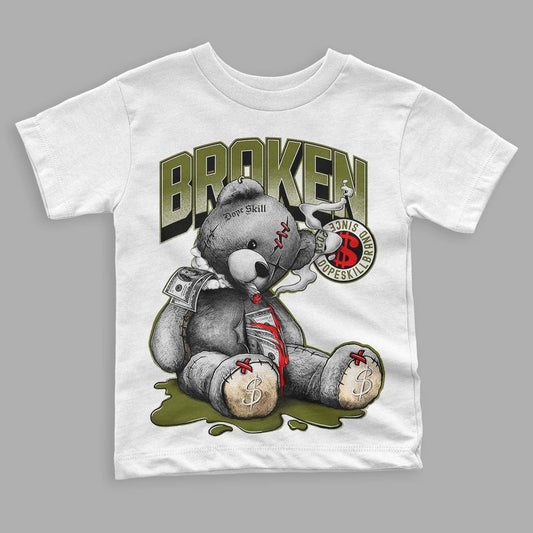 Travis Scott x Jordan 1 Low OG “Olive” DopeSkill Toddler Kids T-shirt Sick Bear Graphic Streetwear - White