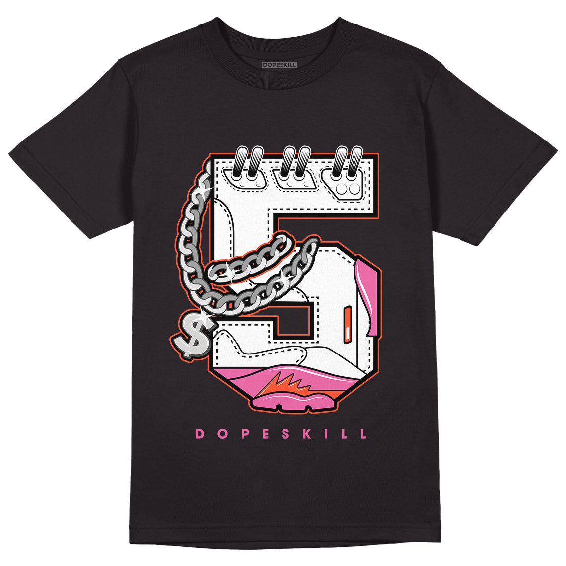 Jordan 5 GS Pinksicle DopeSkill T-Shirt No.5 Graphic - Black