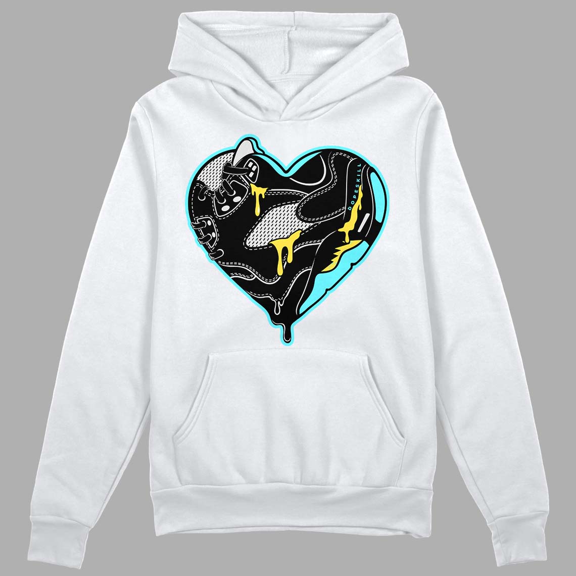 Aqua 5s DopeSkill Hoodie Sweatshirt Heart Jordan 5 Graphic - White