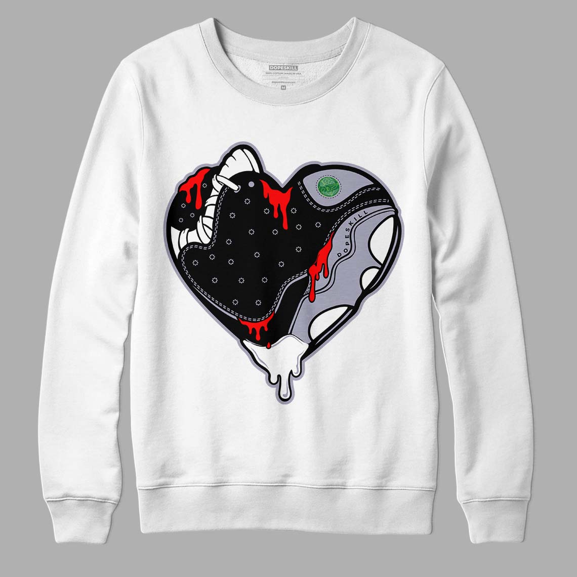 Jordan 13 Retro 'Black Flint' DopeSkill Sweatshirt Heart Jordan 13 Graphic Streetwear - White