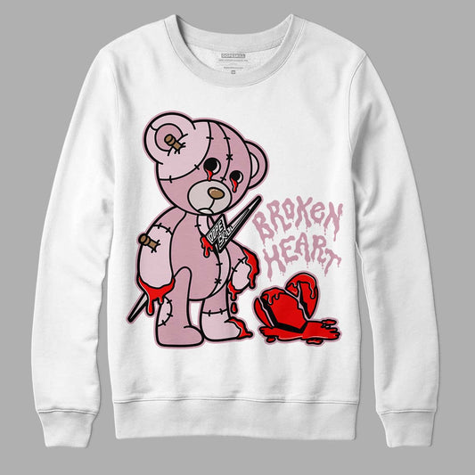 Dunk Low Teddy Bear Pink DopeSkill Sweatshirt Broken Heart Graphic - White 