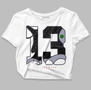 Jordan 13 Retro 'Black Flint' DopeSkill Women's Crop Top No.13 Graphic Streetwear - White