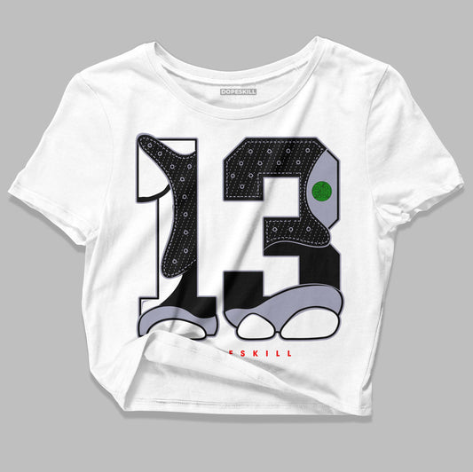 Jordan 13 Retro 'Black Flint' DopeSkill Women's Crop Top No.13 Graphic Streetwear - White