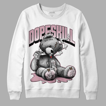 Dunk Low Teddy Bear Pink DopeSkill Sweatshirt Sick Bear Graphic - White 