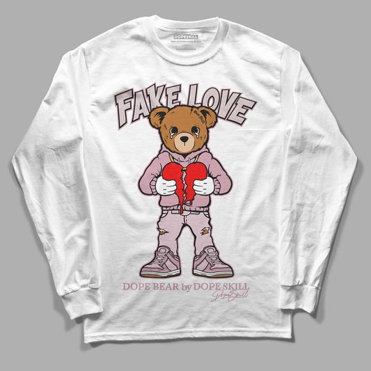 Dunk Low Teddy Bear Pink DopeSkill Long Sleeve T-Shirt Fake Love Graphic - White 