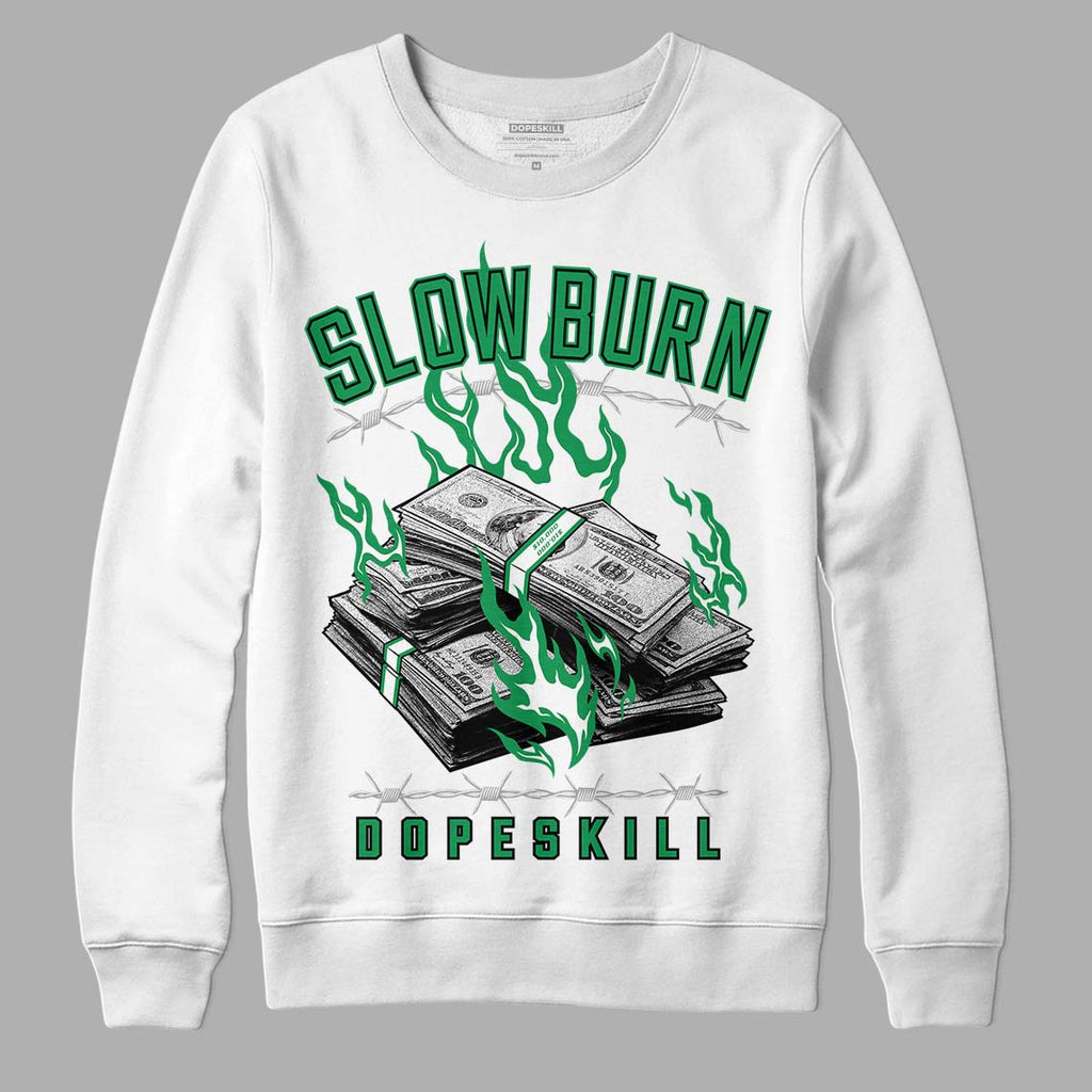 Jordan 1 Low Lucky Green DopeSkill Sweatshirt Slow Burn Graphic Streetwear - White