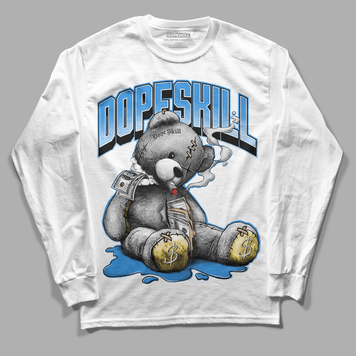 SB Dunk Low Homer DopeSkill Long Sleeve T-Shirt Sick Bear Graphic - White