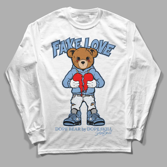 Jordan 5 Retro University Blue DopeSkill Long Sleeve T-Shirt Fake Love Graphic Streetwear - White 