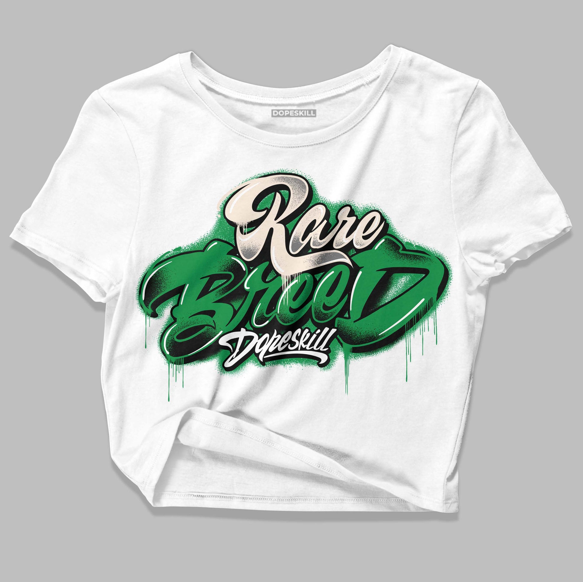 Jordan 2 Retro Lucky Green DopeSkill Women's Crop Top Rare Breed Type Graphic Streetwear  - White 