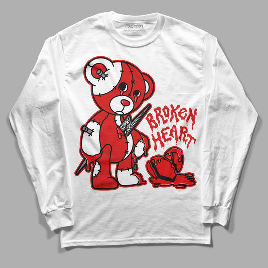 Gym Red 9s DopeSkill Long Sleeve T-Shirt Broken Heart Graphic - White 